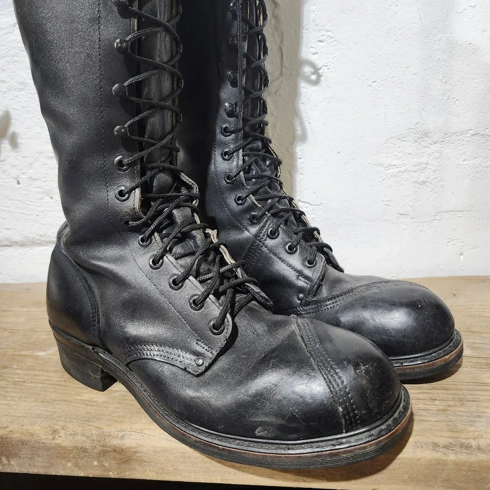 Vintage Carolina Linesman Pole Climber Work Boot Black Leather 16 Inch Men Sz 12